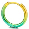 Pair Stainless Steel Oxidized Yellow Green Plain Circle Huggie Hinged
