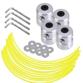 TopHomer 4 X Universal Aluminium Strimmer Head, Grass Trimmer Head Brush Cutter Spool with Weeding Cords & Wrench, Garden Lawn Mower Replacement Parts