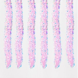 GEBETTER 6 Packs Pink Christmas Iridescent Tinsel Garland Metallic Sparkling Tinsel Christmas Tree Decorations Xmas Party Decorations