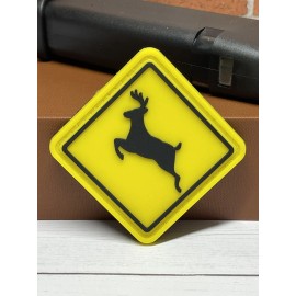 Unbranded Deer Crossing Sign PVC Patch, Morale Deer Tactical Rubber Patch, Gun Patch