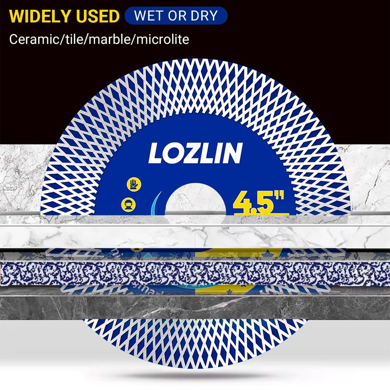 LOZLIN 4.5" Diamond Angle Grinder Blade - Ultra-Thin Dry Cutting