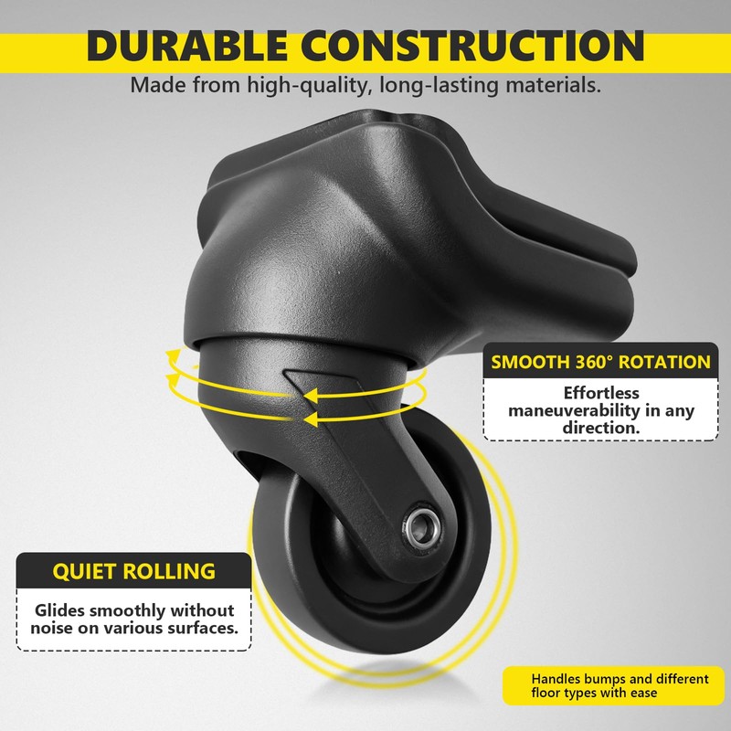 Luggage Wheels Replacement Wheel for Luggage Suitcase Repair 360° Rotating
