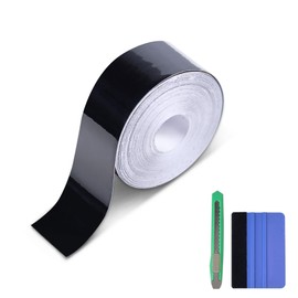 Lypumso High Gloss Black Vinyl Wrap Tape, 1 Inch x 30ft Self-Adhesive Universal Chrome Black Detailing Tape with Tool, Anti-Scratch Sticker for Door Sill Window Trim Edge Guard Protective