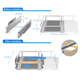 SUZLON Expandable Pull Out Cabinet Organizer,12.2~17.9" W x 22.5" D Heavy Duty Slide Out Shelves Adjustable Height Cabinet Pull Out Shelves,Expandable Width Spice Rack Organizer for Kitchen Cabinet