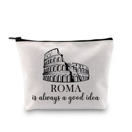 Rome Travel Gift Ancient Rome Gift Rome Surprise Trip Gift Roman Colosseum Gift Italy Souvenir Gift Travel Makeup Bag for Italian Lover (Good Idea Rome Bag EU)