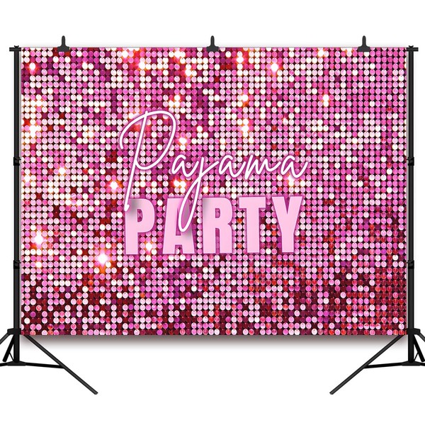 DULUDA 7x5 FT Glitter Pajama Party Backdrop Sparkling Pink Girls