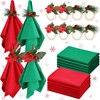 Ziliny 16 Pcs Cotton Christmas Napkins and Rings Set 8