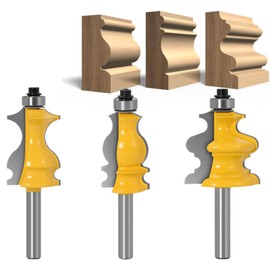 APlus 8 mm Shank Architectural Moulding Milling Cutter Set, Shaping Cutter for Woodworking, Router Bit for Wood Cutting, Line Styling [Pack of 3]