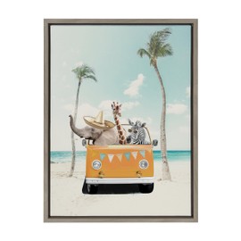 Kate and Laurel Sylvie Beach Adventures Framed Canvas Wall Art by July Art Prints