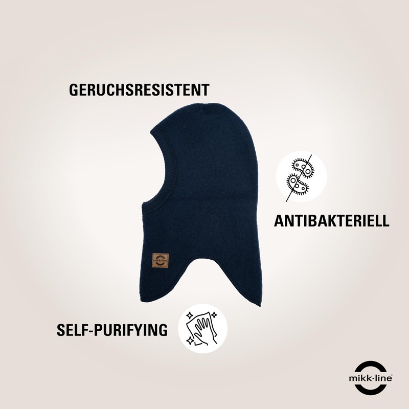 Mikk-line Wool Full-Face Balaclava, Children's Beanie to Pull On, Unisex