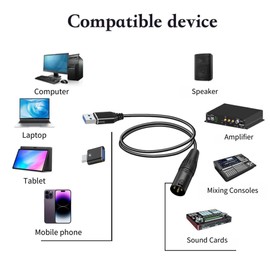 MEEKI USB to XLR Cable,10 FT XLR to USB Audio Converter Cable,USB C to XL R Male Output Stereo Audio Cord for Amplifier, Speaker, Mixer Console ect