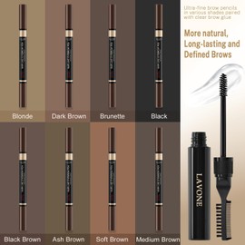 Microblading Eyebrow Pencil Kit - Waterproof Brow Makeup Set with Eyebrow Pen, Eyebrow Gel Clear, Eyeliner and Dual-ended Eyebrow Brush, Natural Brows With Long-Lasting Hold - Dark Blonde