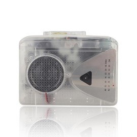 LOCADENCE Portable Cassette Tape Player, Battery and USB Power FM AM Radio with Speaker, Stereo Cassette MP3 Tape Player with 3.5mm Jack, Supports 87‑108MHZ FM and 520‑1600KHZ AM, (Transparent)