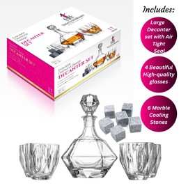 Sister.ly Drinkware, Exquisite Diamond Design Decanter Set, 11 PCS
