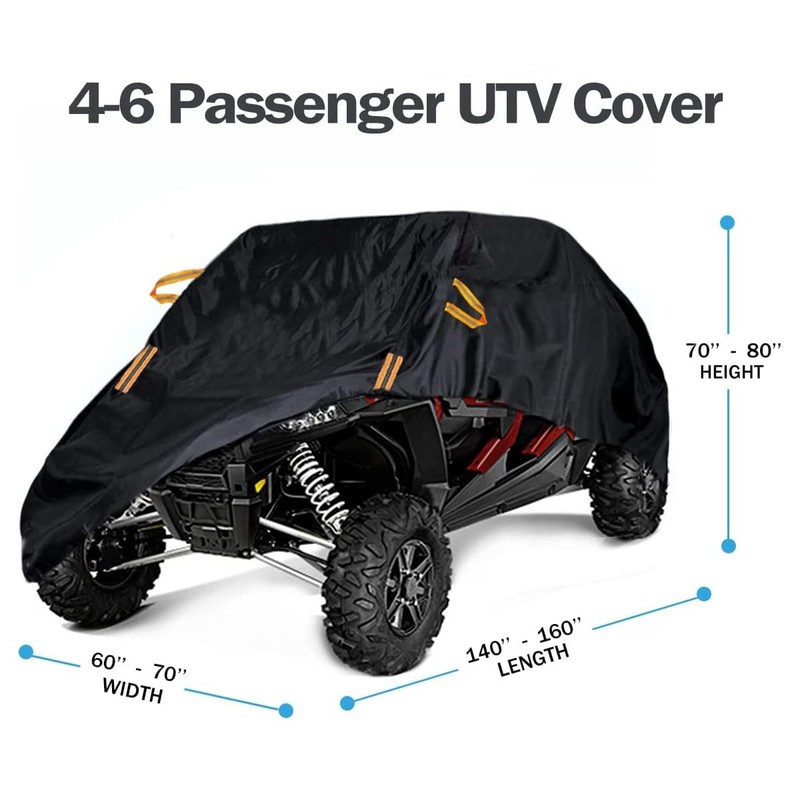 UTV Cover Waterproof Heavy Duty 4-6 Seater Cover Black Oxford