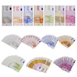 400 Sheets Play Money Set Children's Funny Play Money Euro Notes Fake Money for Learning and Playing Purposes Play Money Euro for Children from 3 Years for Role Play Merchant Shop Accessories