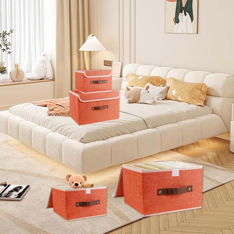 SnYuGr Large Storage Bin with Lid Storage Boxes,Collapsible Linen Storage