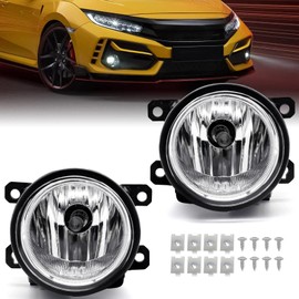 TOPUS Fog Lights Assembly Replacement for 2016-2021 Honda Civic;2014-2021 Fit; 2012-2021 Pilot; 2013-2015 Accord; 2019-2021 HR-V Clear Lens Fog Lamps with H8 12V 35W Bulbs Left and Right Side