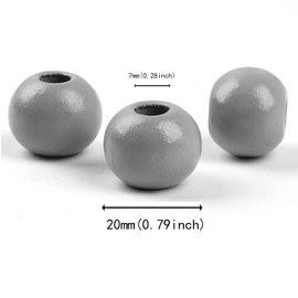 Oneyijun 50 Pcs Large Wooden Beads 20mm Natural Round Wood Beads Loose Beads, for Handmade Garlands Home Decorations Jewellery Making DIY Hand Crafts (Dark Green)