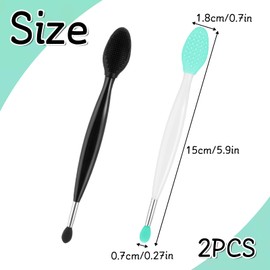 2 Pcs Lip Scrub Brush Silicone Exfoliating Lip Brush Tool Dual-ended Lips Scrubber Exfoliator Lips Mask Applicator for Smoother Lightening