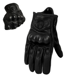 FXC - Guantes de cuero premium para motocicleta de dedo completo para hombre y mujer, Solid, L: 8.0-8.7 inch
