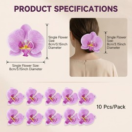 UPSTORE 10 Pcs 8cm Orchid Petals Phalaenopsis Orchid Heads Realistic Silk Artificial Flowers for DIY Wedding Decor Home Centerpieces Party Arrangements Craft Projects