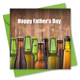 Absolutely Yours Fathers Day Card. Card for Dad. Bottles Design with matching Envelope. 150 x 150mm. Ecofriendly. Printed and Packed in UK