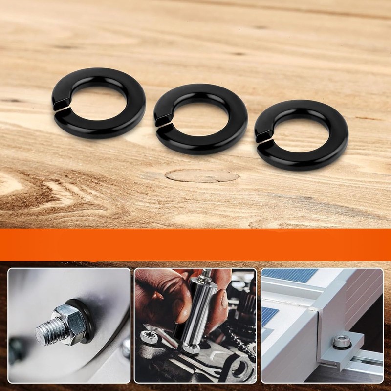 Pack of 60 spring washers M8, black spring washers, washers,