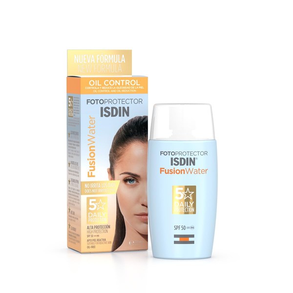 ISDIN Fotoprotector Fusion Water SPF 50, Protector Solar Facial de fase acuosa para uso diario, Textura ultra ligera, 50 ml