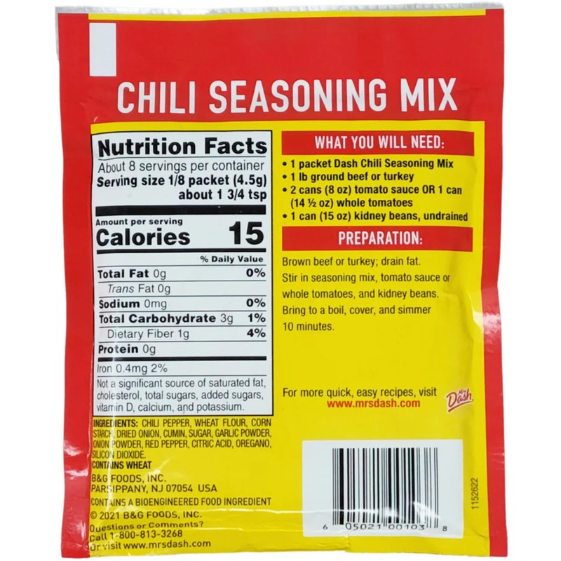 Mrs Dash Salt Free Chili Mix (1.25 oz Packets) 4