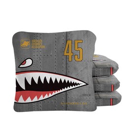 ACA Synergy Pro Dual Sided Cornhole Bags | Bomber Silver Design | Set of (4) All-Weather Resin Filled Stick & Slide Corn Hole Bags