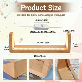 SYWAN 2Pcs Wooden LED Light Base, Glowing Photo Frame Night Light Lighted Display Stand Base USB Picture Anniversary Memorial Birthday Valentines Gift for Couples Him Her, 8 in Long (Warm)