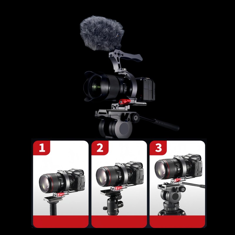 Rotatable Collar Mount Plate Horizontal-to-Vertical C-Bracket for DSLR Cameras