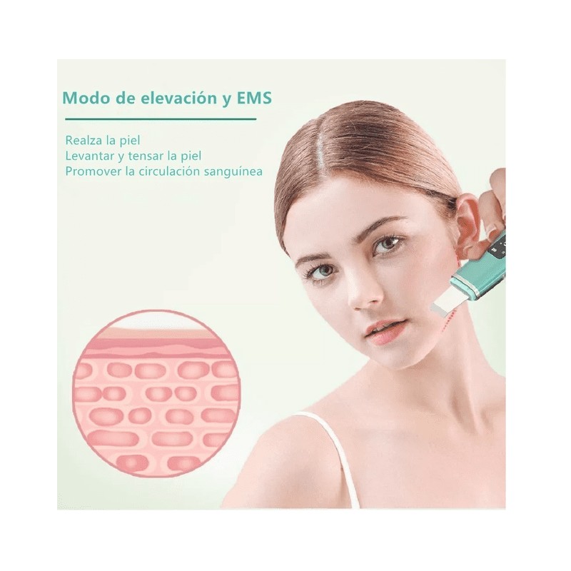 Limpiador Facial Skin Scrubber Peeling Ultrasónico Portátil Verde