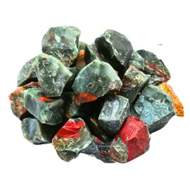 African Bloodstone Raw Crystals and Healing Stones, Natural Rocks for Tumbling and DIY Raw Stones and Crystals (1 lb)