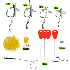Carp Fishing Hair Rigs Bait Carp Rigs Kit Includes 24 High Carbon Steel Curved Barbed Hook (Mixed-#2#4#6#8-130pcs)