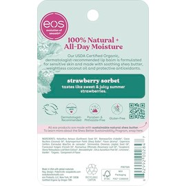 eos Organic Lip Balm Sphere - Strawberry Sorbet | Certified Organic & 100% Natural | 0.25 oz.