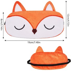 LATRAT Animal Sleep Mask, 3D Soft Fluffy Cartoon Eye Mask for Kids Men Women Travel Nap (Unicorn) (Fox)