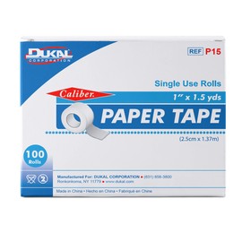 Dukal P15 Caliber Single Use Paper Tape, Non-Sterile, 1" Width x 1.5 yard Length, Pack of 500