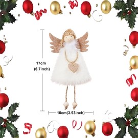 FZBNSRKO 4PCS Christmas Plush Angel,Angel Wings Christmas Ornaments,Angel Ornaments Bulk,Hanging Dolls Decor for Christmas Tree/Gift/Valentine's Day/Wedding(White,Pink,Khaki,Red)