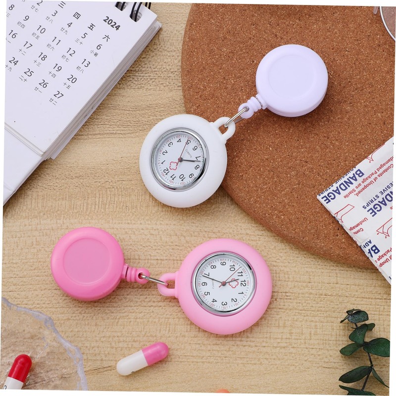 BESPORTBLE 2pcs Nurse Pocket Watch Retractable Clip Ergonomic Design Lightweight