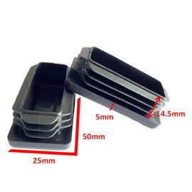 Carkio 1"x 2" Rectangle Black Plastic Tubing End Cap, Plug End Cap, Rectangle Tubing End Caps, Tubing Post End Cap, Black Plastic Square Plugs, Chair Glide Floor Protector, 12 Pack