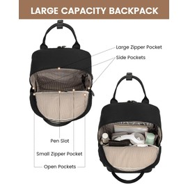 LOVEVOOK School Backpack Teenager Girls School Bag Work Bag Men Women with 15.6 Inch Laptop Compartment, Waterproof Travel Backpack Handbag Backpack Mordern for School College Travel Office Black