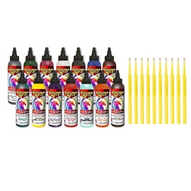 Unicorn SPiT Gel Stain & Glaze in One - 14 Complete Original Paint Collection 4oz Bottles with 10 TreBBies Fine Detail Sticks