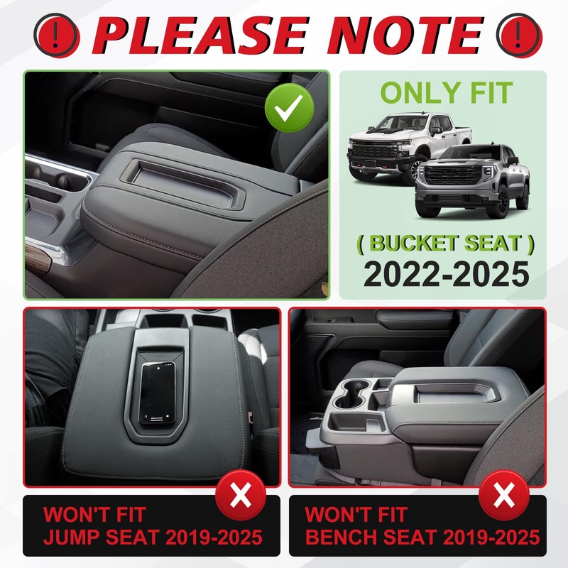 Muslogy Center Console Armrest Cover Fit for Chevy Silverado &