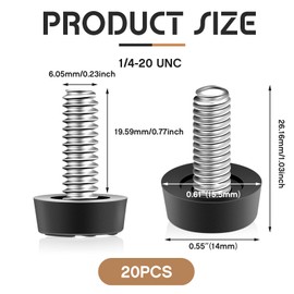 Hotop 1/4-20 UNC Thread Adjustable Furniture Levelers Screw in Galvanized Steel Glide Furniture Leveling Feet Screw on Floor Leveler for Table,Chair, Cabinet, Patio Workbench Legs(10 Pack)