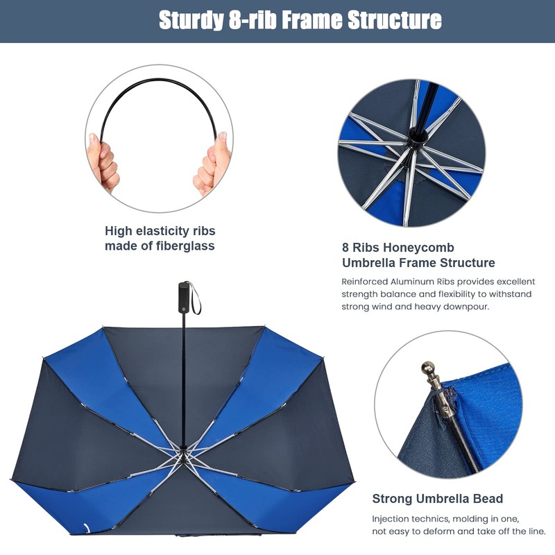 G4Free 54 Inch Large Golf Umbrella Automatic Square 3 Folding