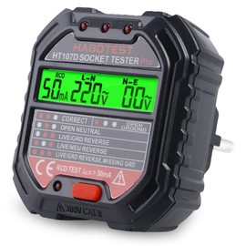 WIYETY Socket Tester with RCD Test: Socket Tester with LCD Voltage Display, Leak Voltage and Current Display, Socket Tester 90-250V/45-65Hz, Circuit Polarity Socket Tester