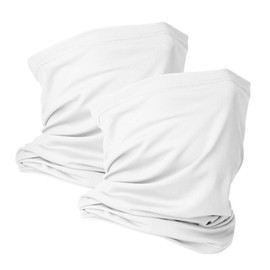 VULKIT - Paquete de 2 mascarillas para el cuello, bufandas, reutilizables, tubo de protección UV, pasamontañas para deportes al aire última intervensión para hombres y mujeres, Blanco, Small