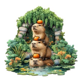 Aeekdook Wooden Puzzles for Adults - 100 Pieces Capybara Wooden Puzzle - Unique Animal Shape Wood Cut Puzzles - Eco-Friendly Home Office Decor (S - 8.5 * 8.1in)